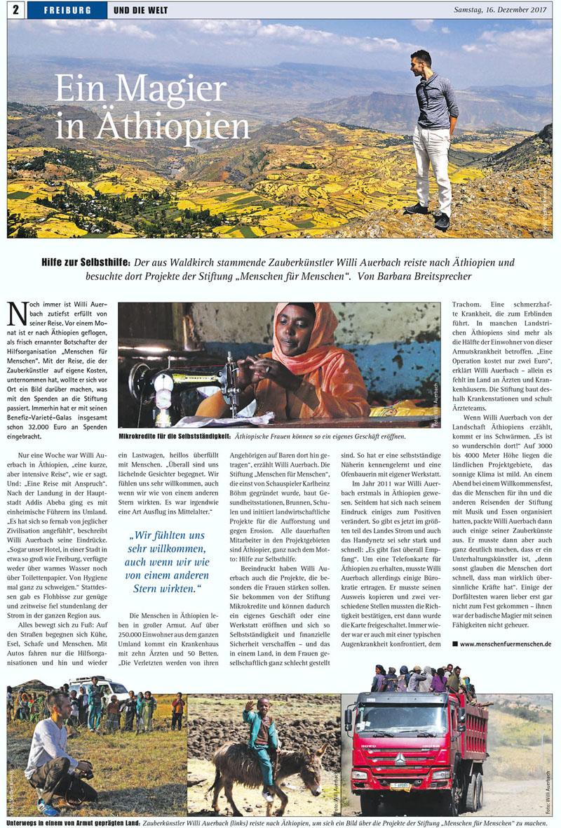 Zeitungsbericht über den Zauberer MAGIC MAN 